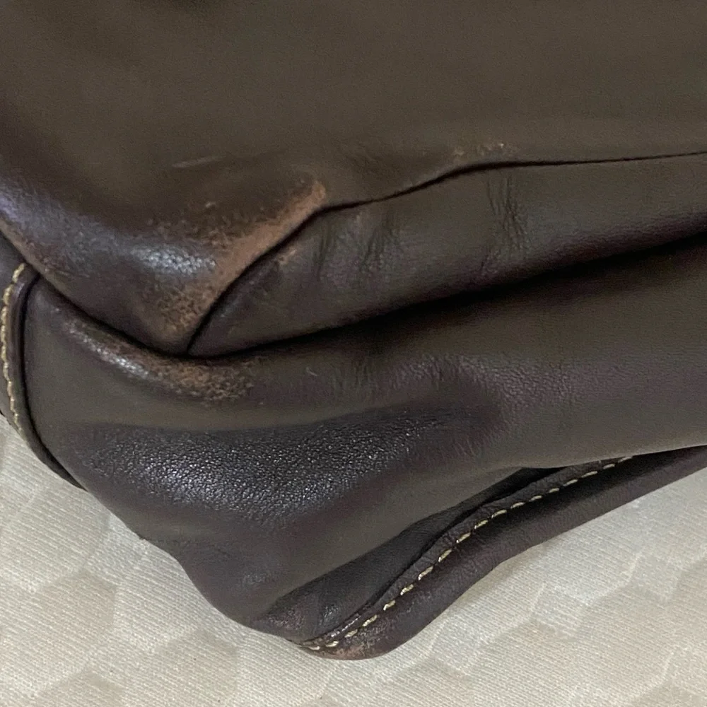 Y2K COACH • Lenox Brief Brown Leather Messenger Journalist Crossbody • 70105